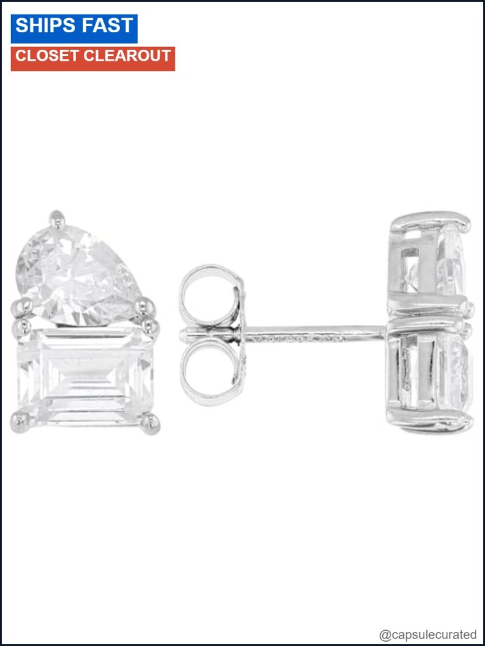 Cubic Zirconia Rhodium Over Sterling Silver Stud Earrings 5.58ct